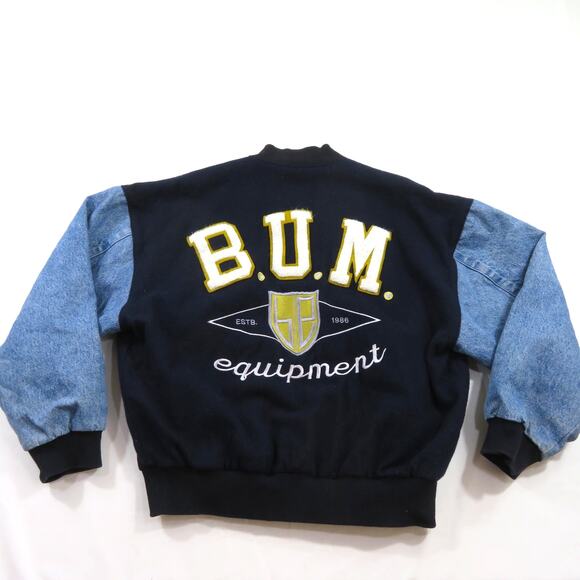 B.U.M. Equipment Other - B.U.M. Equipment Letterman Embroidered Blue Sz XL 1990s BUM